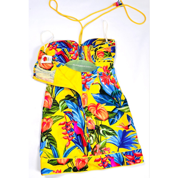 FARM Rio Tropical Yellow Mini Dress - Picture 5 of 12